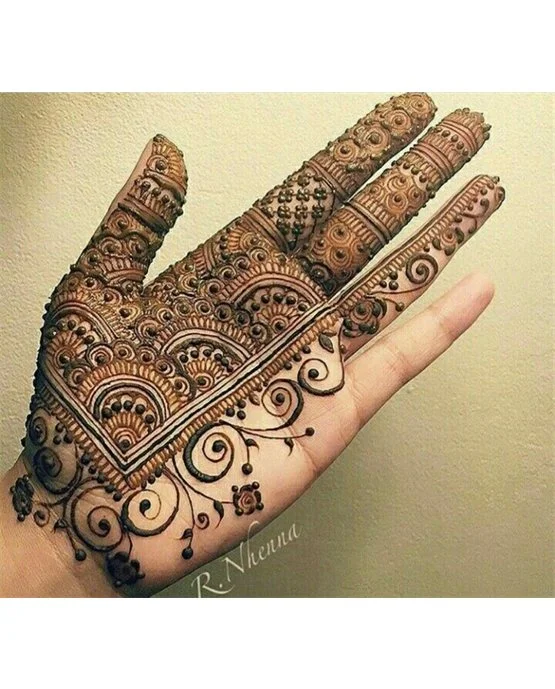 Trail And Wreath Decorative Front Hand Mehndi Design Arrangement